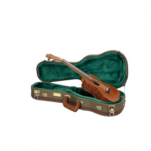 Crossrock Master Series - Custodia Per Ukulele Da Concerto Da 58 E 61 Cm, In Tessuto Tweed Ecologico Verde Oliva, Guscio Riprogettato, Spallacci E Manico In Pelle, Interno In Velluto Verde Foresta