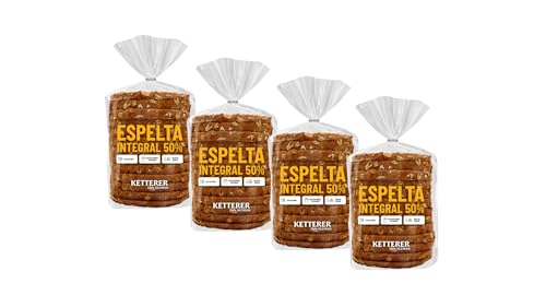 4 pack - Pan Espelta Integral 50% | KETTERER | Pan especial elaborado con harina de espelta integral. Alto en fibra, bajo en azúcar y bajo en grasas saturadas. 350g x 4