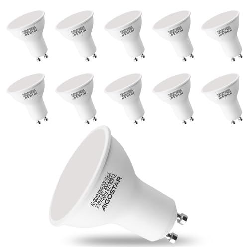 Aigostar   Bombilla LED GU10, 8W, Luz blanca fría 6500K, 640lm, Bajo consumo, no regulable   Paquete de 10 Unidades