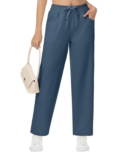 Pantalon ample décontracté taille haute élastique avec poches vêtement fluide femme