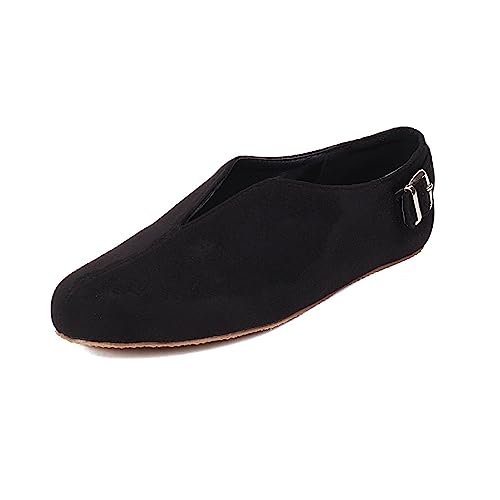 Women's Slip On Pointy Toe Loafers Comfort Low Top Suede Flat Sandals Ladies Wide Width Anti Slip Rubber Sole Loafer for Work Cocktail Sports Driving