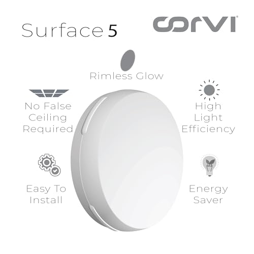 Image of CORVI LED Surface 5 Ceiling Light | 18 Watts illumination using 12 Watts power | Dimmable & Driverless | Backlit for Maximum Output | 5700K White (P1)