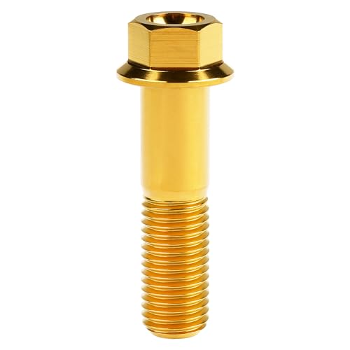 Image of Titanium Bolt M12 30 35 40 45 50 55 60 65 70 75 80 85 90mm Hex Small Flange Head for Motorcycle Car Modification Pack of 4 (M12x45mm Pitch 1.5, Gold)