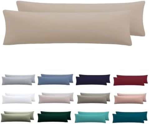 Nesture Seitenschläferkissen Bezug 40 x 145 2er Set, Warmes Beige | 100% Mikrofaser, Kissenbezug 40x145 2er Set, kopfkissenbezug mit Reißverschluss, Weich und Bügelfrei, waschbar b