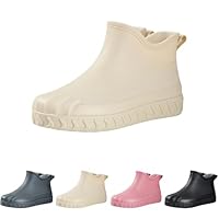6 Womens Wellies Waterproof Rain Boot Garden Shoes Rain Shoes for Outdoor Wedge Heel Rubber Rain Boots Ankle rain Shoes Work Shoes Wellington Boots Rubber Boots 2/White