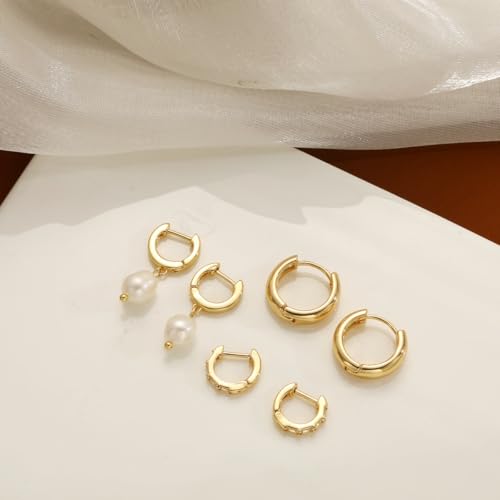 Image of Shining Diva Fashion Anti Tarnish Jewellery Celebrity Inspired 14k Real Gold Plated Simple Plain Link Chain Chunky Huggie Hoop Trendy Stylish Copper Earrings for Women Girls