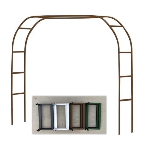 Generisch Rosenbögen Metall Torbogen Garten,Gartenbogen für Kletterpflanzen,Outdoor Rankhilfe Rankgitter Rankbogen Hochzeitsbogen mit Sockel Breit 1.4m,1.8m,2.4m,3.0m,3.5m(braune,L240xW40xH220cm)