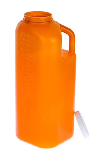 Large Male Urinal With Leak Proof Screw Cap Lid (3000 Ml Or 101 Oz.) (Amber Color) #TOP3