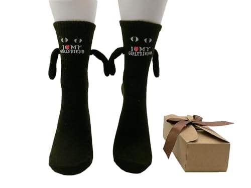 Bivpreom Meias magnéticas de mãos dadas I Love My Girlfriend, presentes engraçados para namorado, ca