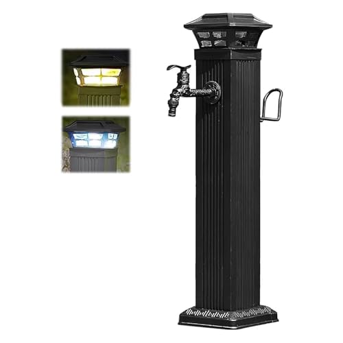 Fontaine à colonne d'eau solaire – Distributeur vertical de jardin avec lumières, bouche d'incendie autonome pour décoration de jardin, ferme et pâturage