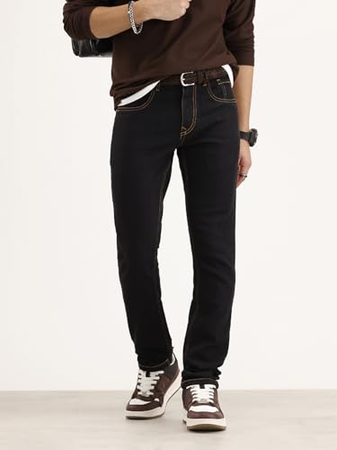 Image of WROGN Men's Cotton Blend Jeans | Solid | Slim Fit
