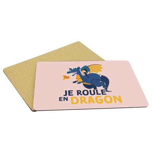 Set de table rose grand format en liège Je Roule en Dragon lot de 4 - 5