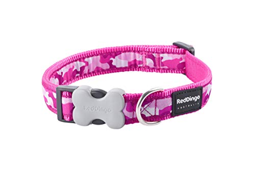 Red Dingo Design Camouflage Dog Collar Large, Hot Pink