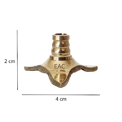 NEAC Brass Wick Holder for All Types of Pooja Diya, Oil Lamp, Deepak Thiri Stand for Batti Holder (Pack of 6) Gold