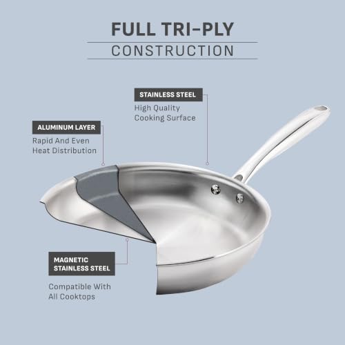 Image of T-fal Pro Tri-Ply Stainless Steel, 12 Piece Pots and Pans Set
