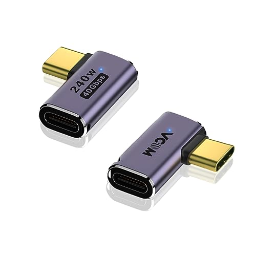 VCOM USB C 90 Grad Adapter, 40Gbps USB C Winkelstecker 90 Grad, 240W Schnellladung, 8K Video-Display, Typ-C-Stecker auf Buchse, Extender f&uuml;r Thunderbolt4, Laptop, Handy, Tablet (2 St&uuml;ck)
