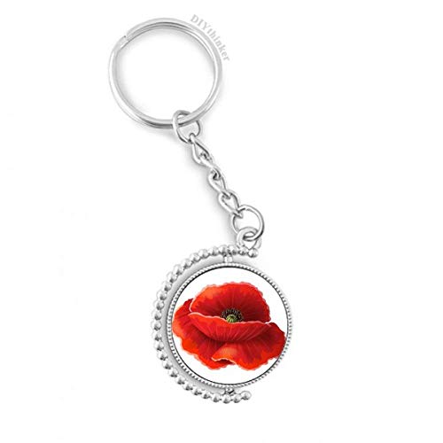 Porte-clé fleur de pavot rouge pour sac et clés de voiture