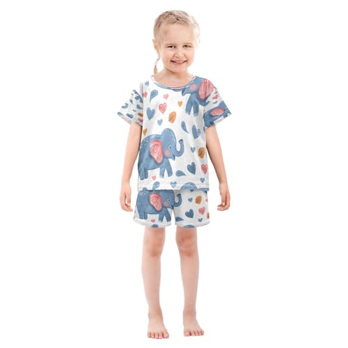 senya Short Sleeve Pajamas Sets Summer Cotton Sleepwear Cartoon Blue Elephant3