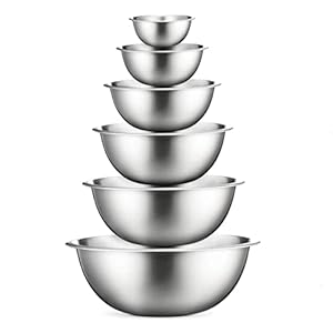 FineDine Mixing Bowls – Set of 6 Steel Mixing Bowls – Easy-Grip, Nesting Bowls for Cooking, Baking, Meal Prep and Food Storage – Kitchen Essentials