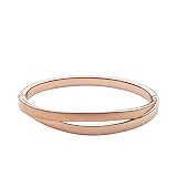 Brazalete de acero inoxidable con acabado pulido brillante y mate en color oro rosa; cierre de bisagra