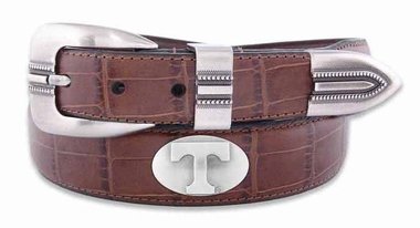 NCAA Tennessee Volunteers Men's Zep-Pro Crocodile Leather Concho Tapered Tip Belt, Tan, 42