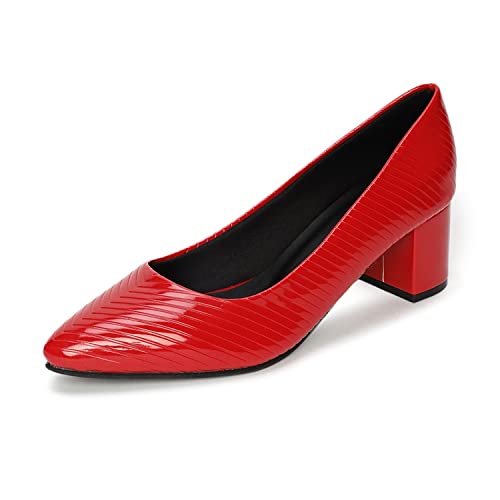 Image of Marc Loire Women's Self Design Comfortable Slip-on Casual Pointed Toe Block Pumps Heels