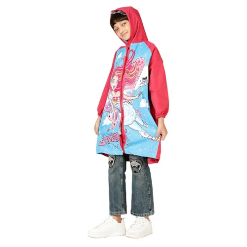 Image of ZEEL Kids Raincoat with Hood | Rain Coat for Girls |Cartoon Printed Rainwear | Barbie Princess, BARB01
