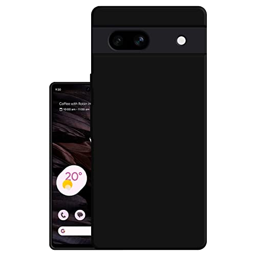 Image of HELLO ZONE Exclusive Matte Finish Soft Back Case Cover for Google Pixel 7a - Black
