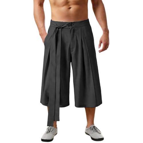 Pantalon jogging homme baggy uni blanc en lin décontracté pour le sport et le travail au quotidien