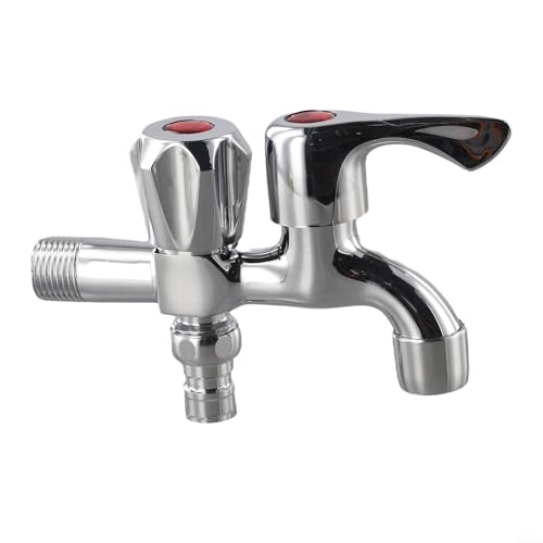Fregadero de lavandería con rociador y extensión de piscina, grifo de doble salida para lavadora, acabado cromado de aleación de zinc para uso doméstico y jardín