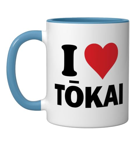 I Heart Tokai Japan Love Japanese Souvenir Item Ceramic Mug, Blue/White