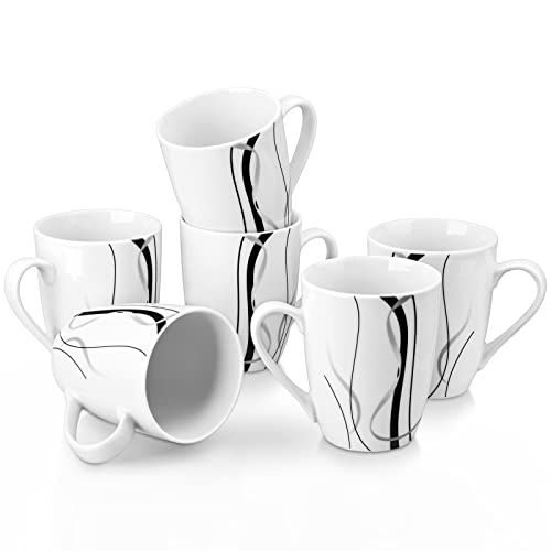 Comparison: Best Ceramic Tea Cups Set Of 6 9 VEWEET Ceramic Coffee Mugs Set of 6, 11 OZ Coffee Cups Set with Handle, White Mugs Set Porcelain Cup Set for Kitchen, Microwave Dishwasher Safe, Series Fiona