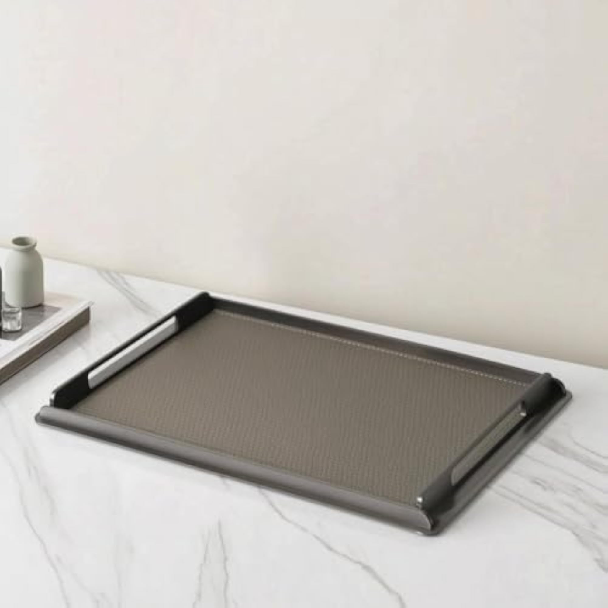 Rectangular Metal Frame Tray with Handles, Decorative Gift