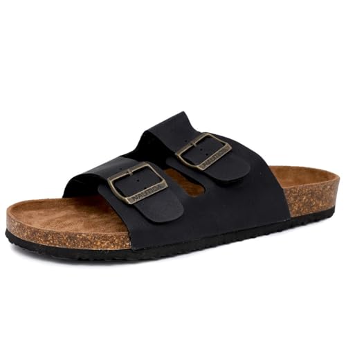 Image of Nautica Men's Sandals - Casual Slides with 2 Adjustable Buckle Straps and Cork Footbed for Ultimate Comfort and Style (Regular /Wide Width, Big Size)