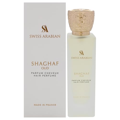 Swiss Arabian Shaghaf Oud Brume capillaire unisexe 50 ml – Parfum safran, bois d'agar et oud – Brillance nourrissante, protection UV et douceur pour des cheveux luxueux