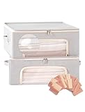 Beveetio 2-Pack Cashmere Sweater Storage Bags with Natural Cedar Blocks, Breathable Clothes Storage Bag with Mesh Window & Handles, Foldable Closet Garment Storage for Cashmere, Wool & Knitwear
