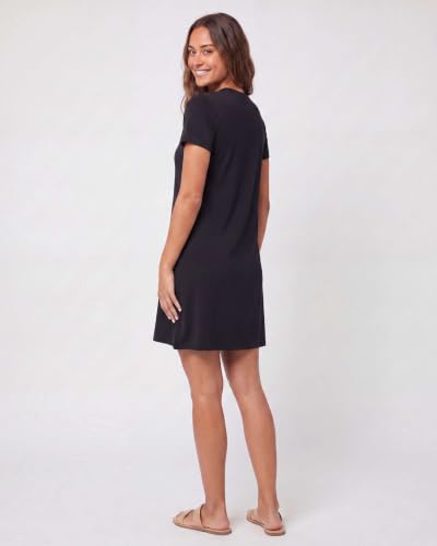 Image of Real Essentials 3 Pack: Women's Short Sleeve T Shirt Dress Swing Loose Casual Lounge Everyday Outfit (Available in Plus)