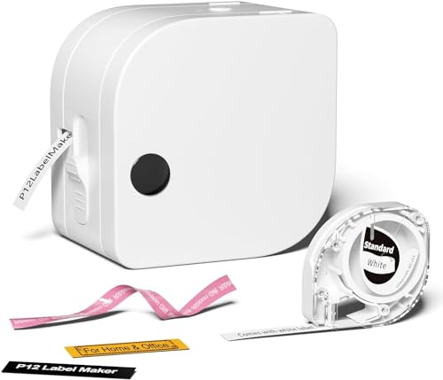 Phomemo P12 Etiquetadora Bluetooth Mini Portátil, Impresora Etiquetas Adhesivas Térmica para Hogar Oficina Escuela, Compatible iOS Android, Etiquetadora Ropa Niños