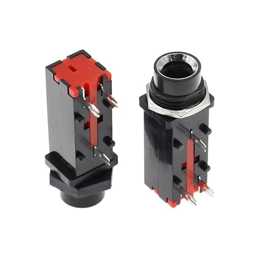 Conector de Audio PJ-309 de 6,35 mm y 3 Pines con 100 Tuercas Plateadas 5