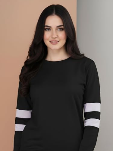 Image of ALISBA Women's Cotton Solid Tracksuit with Round Neck Full Sleeve Straight Length Relaxed Fit and Drawstring Closure Pant