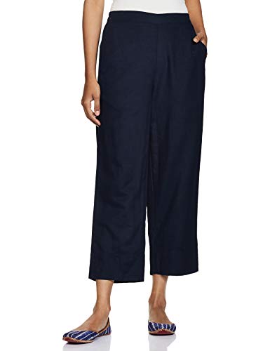 global desi Womens Solid Pants (Navy_Small)