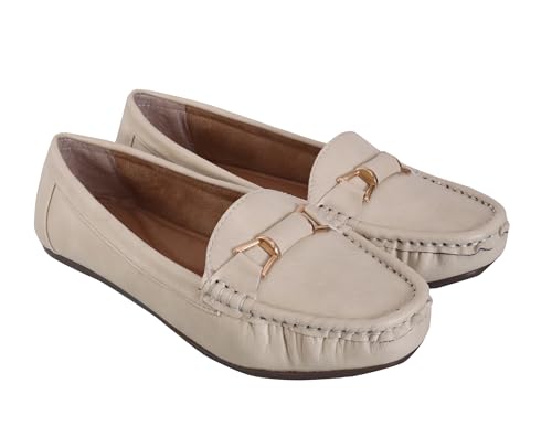 Image of Pluxh Women's Elegant Ballet Flats with Metal Accent | Soft Comfort Slip-On Shoes | Lightweight Everyday Footwear | Flexible Grip Sole | Office, Casual & Work Wear