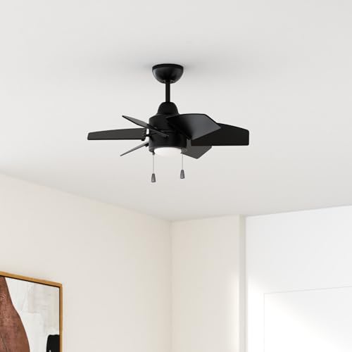 Craftmade PPT24FB6 Propel II 24" Indoor/Outdoor Damp Location Small Ceiling Fan with LED Lights & Pull Chain, 6 ABS Blades, Flat Black thumbnail 2