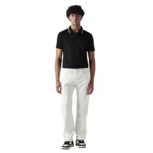 Image of Levi's Men's 505 White Straight Fit Mid Rise Jeans