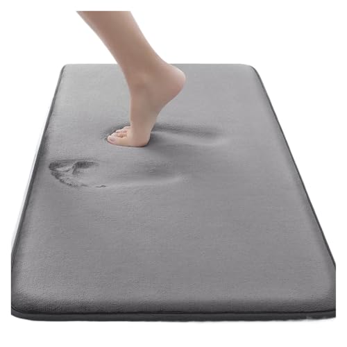 Alfombra de baño de espuma viscoelástica absorbente, gruesa, suave, antideslizante, para el suelo del baño, color gris, 61 x 119 cm