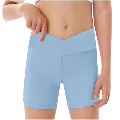Athletic Shorts for Teen Girls Cute Waist Short Leggings Biker Running Volleyball Dance Cheer Yoga Gymnastics Pants