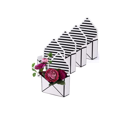 5 cajas de sobres de flores, caja de almacenamiento plegable de flores, cajas de papel impermeables para bodas, compromisos, día de San Valentín, cumpleaños, graduación, decoración de fiesta (blanco)