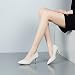Imagen de Jamron Mujer Cuero Genuino 7CM Tacones Altos Elegante Puntiagudo Pumps Zapatos de Oficina Beige SN602C015-2 EU35