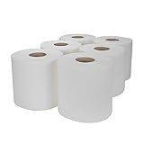 White 6 X Paper Rolls - 2 Ply Embossed Centre Feed - Hand Kitchen Towel Tissue Rolls