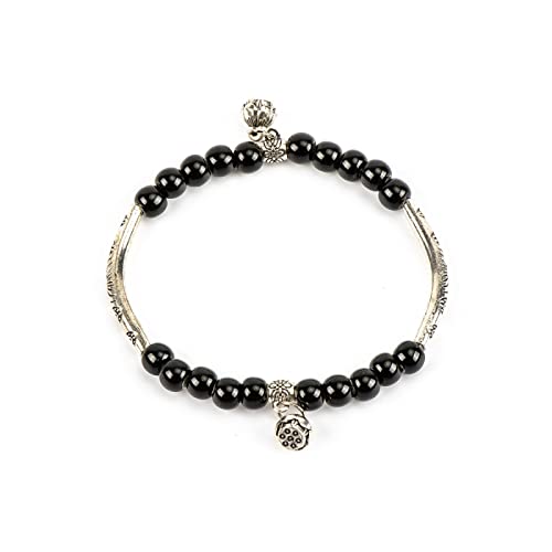 Bracelet LuisFranklin bijoux perles en céramique noire classique